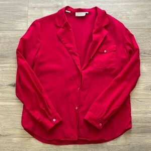 Vintage 100% Silk Long Sleeve Shirt, Button Down Blouse, Size 12